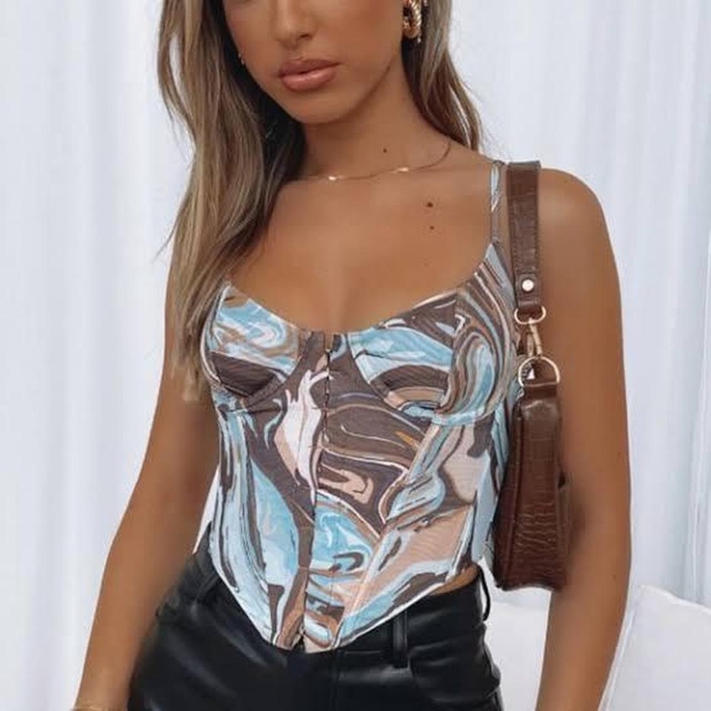 White Fox Boutique Edge of Reason Bustier Blue Swirl